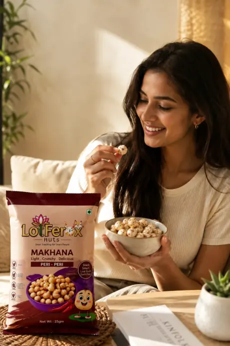 Woman enjoying makhana snack